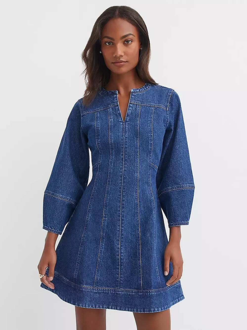 Loft Denim Shirt Dress with Balloon Sleeves